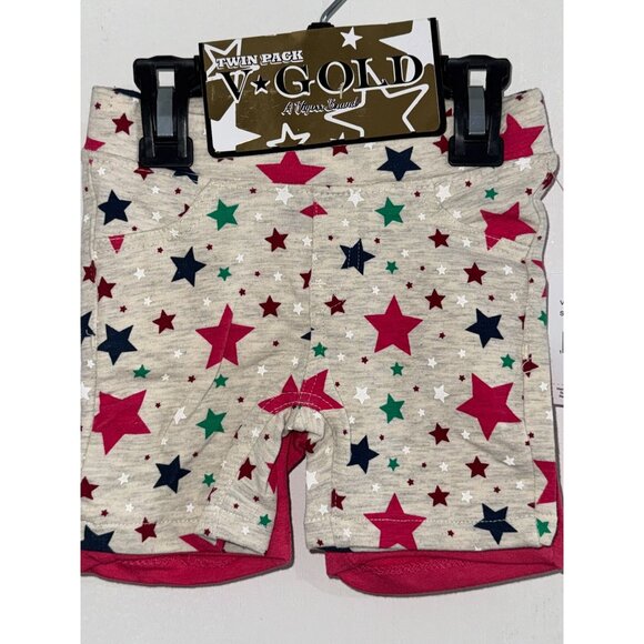 Twin Pack V-Gold Toddler Shorts Size 2T Cotton Polyester Spandex Star Print & So - Picture 1 of 3